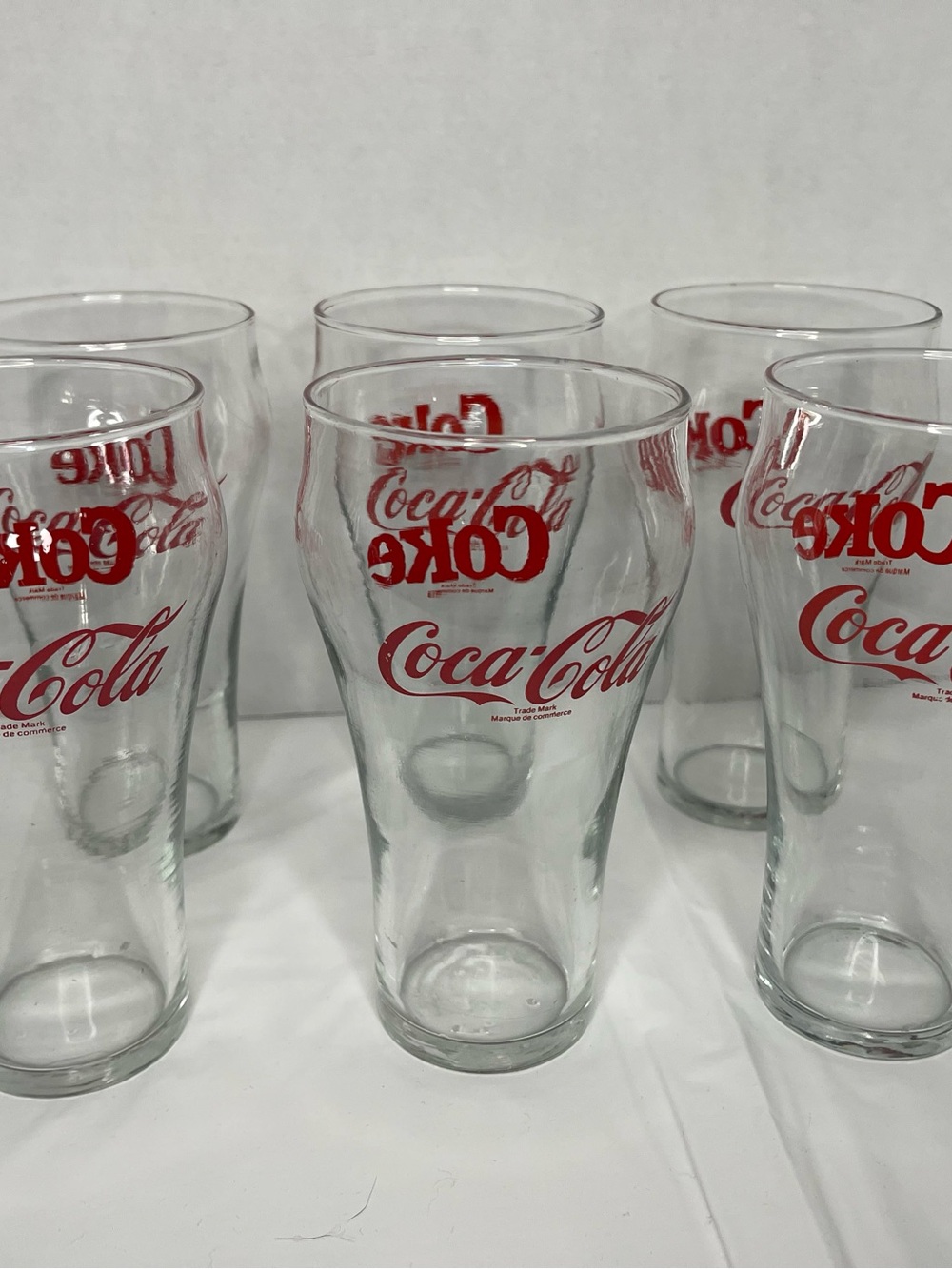 Coca Cola Clear Glass Tumblers with Red Logo - Set of 6